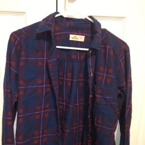 Hollister red and blue flannel